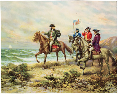 [Washington riding horse on beach]